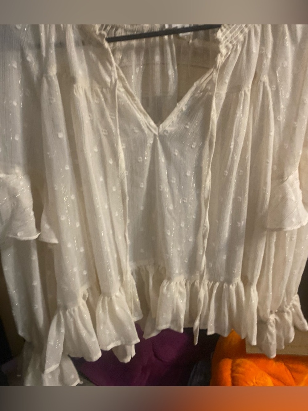 Blu pepper Women's Cream Ruffled V-Neck Blouse